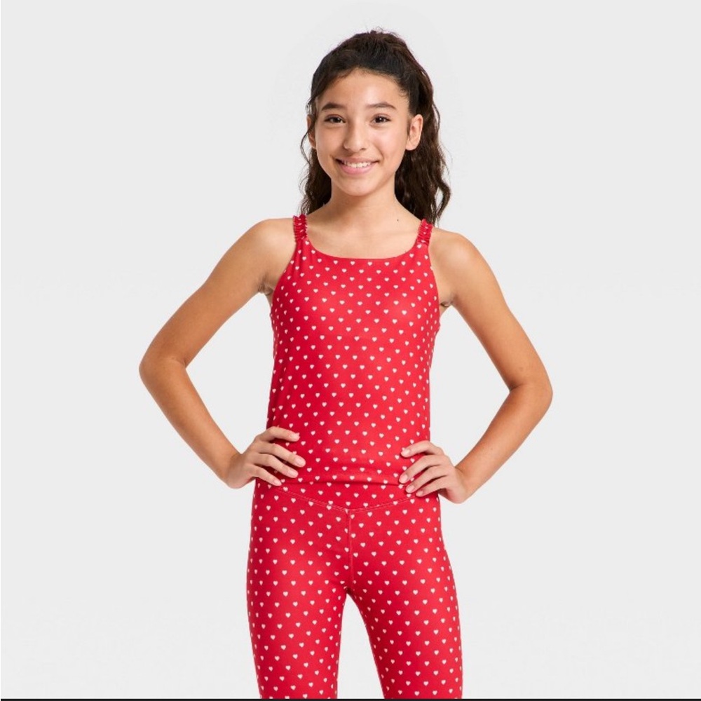 NWT Girls’ Ruffle Crop Tank Top - All In Motion in Red Size XL